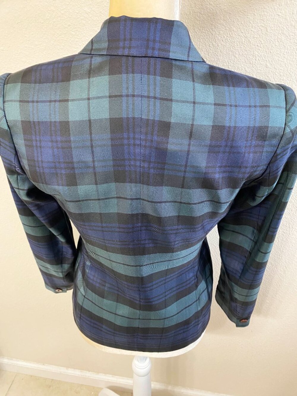 Jones New York 100% Silk Double-Breasted Plaid Blazer 2P - Picture 6 of 11